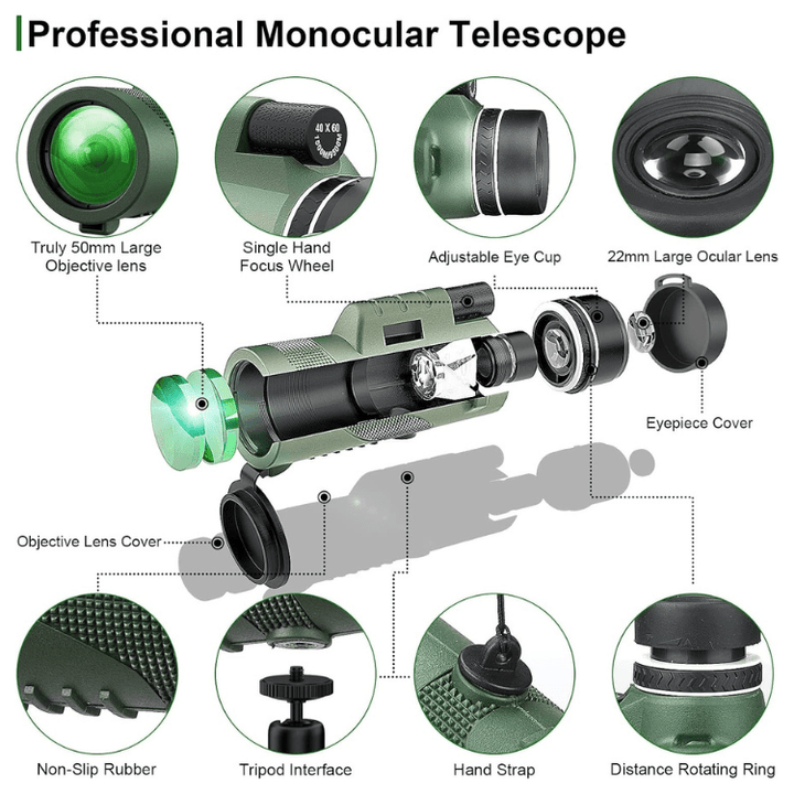 VisionPeak Compact Monocular with HD Lens and High Magnification | Bowlift