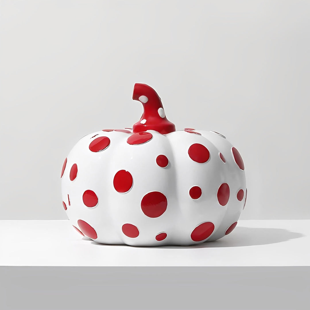 BowLift | Polka Dot Resin Pumpkin Decor | Glossy Fall Ornament Set | Durable Sculpted Finish | PumpkinCharm