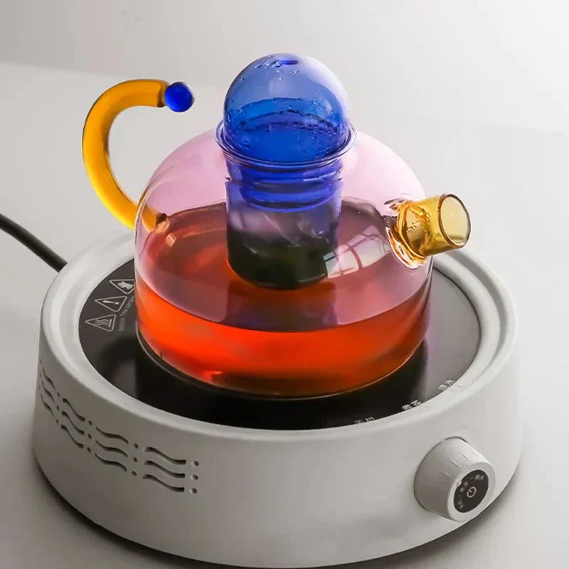 BowLift | Colorful Glass Teapot Set with Contrast Accents – Heat Resistant & Stylish