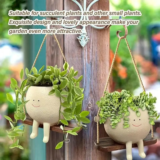 BowLift | Hanging planter with smiling face