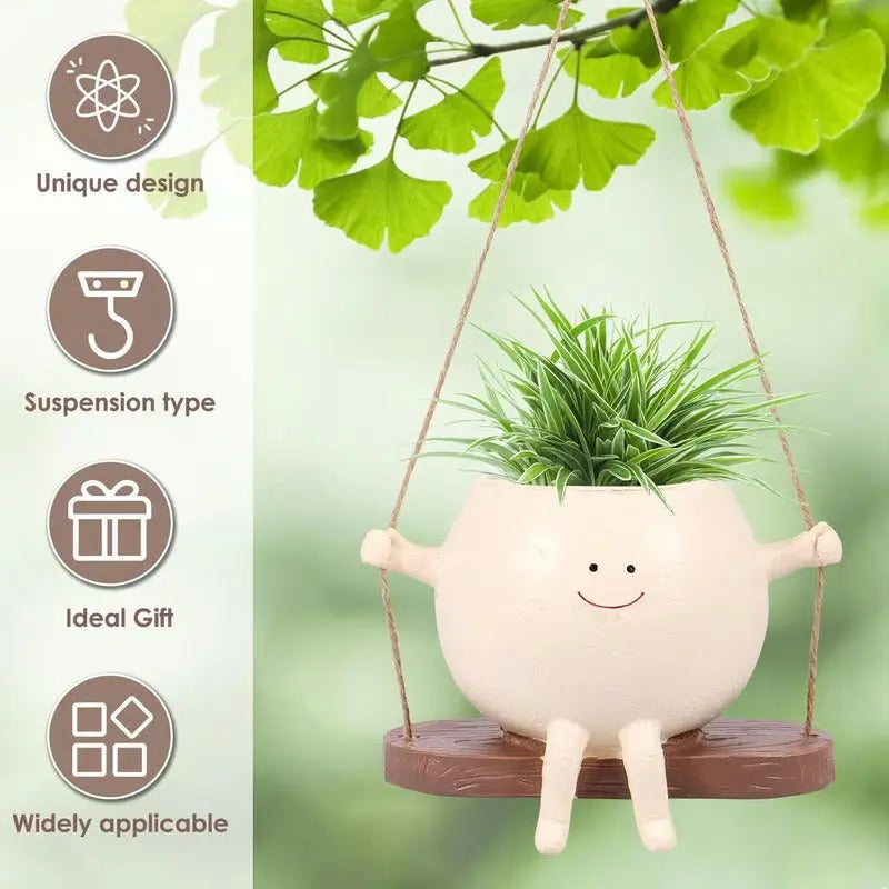 BowLift | Hanging planter with smiling face