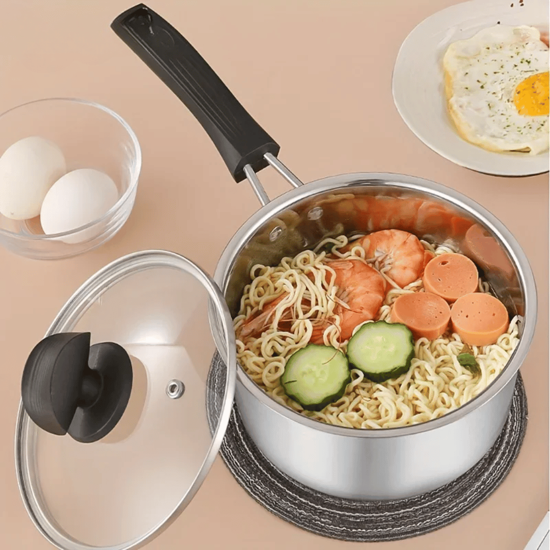 Cooking Pot Saucepan Frying Pan With Thick Bottom With Glass Lid | Bowlift