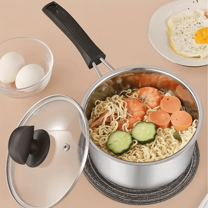 Cooking Pot Saucepan Frying Pan With Thick Bottom With Glass Lid | Bowlift