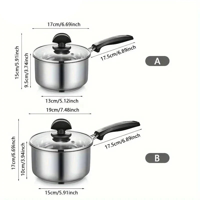 Cooking Pot Saucepan Frying Pan With Thick Bottom With Glass Lid | Bowlift