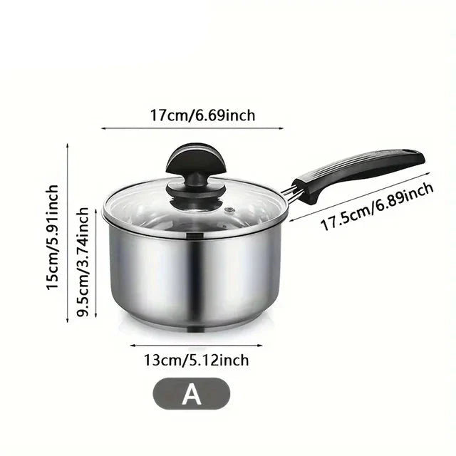 Cooking Pot Saucepan Frying Pan With Thick Bottom With Glass Lid | Bowlift