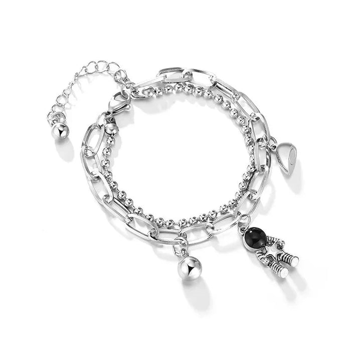 BowLift | Couples Astronaut Magnetic Heart Bracelet Set