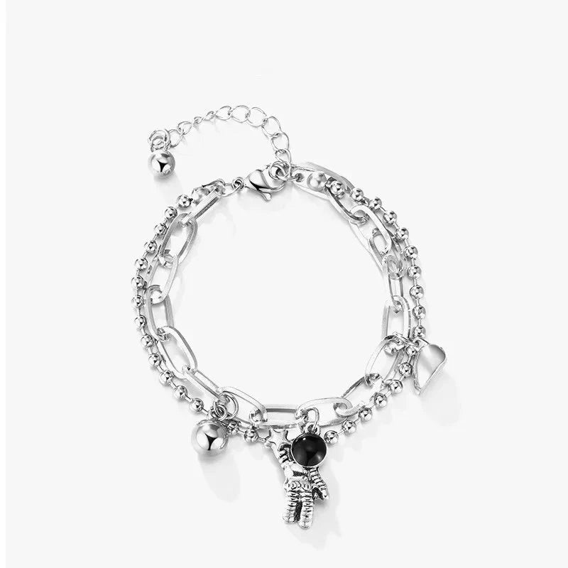 BowLift | Couples Astronaut Magnetic Heart Bracelet Set