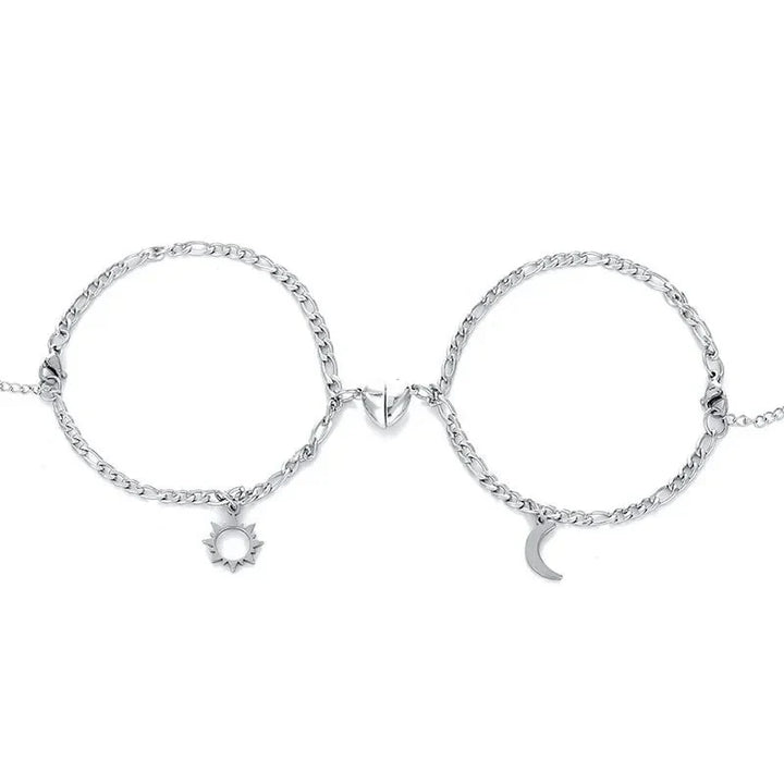 BowLift | Couples Magnetic Heart Sun & Moon Bracelet Set