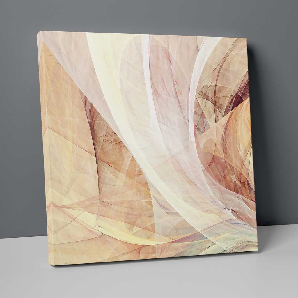 Abstract Fractal Cream Orange and Blue No. 3 Print on Canvas | Bowlift