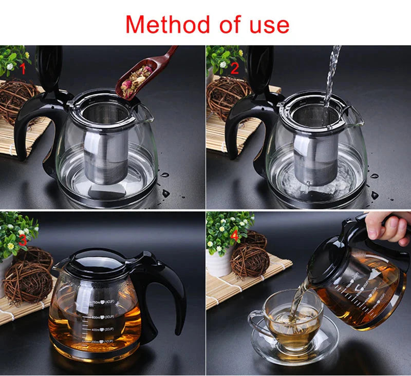 Creative Design Glass Teapot for Tea Flower with Removable Steel Filter | Bowlift