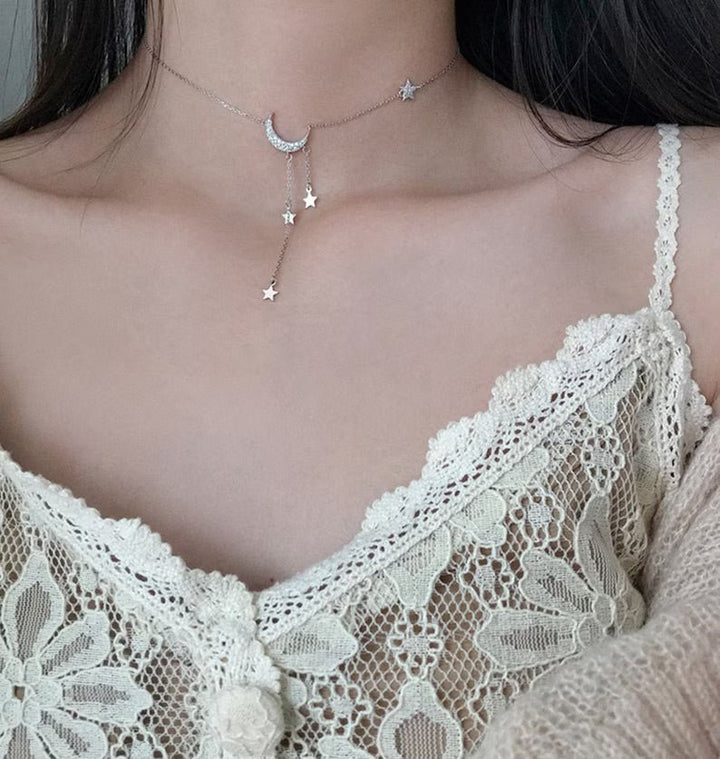 BowLift | Crescent Moon Dangling Star Necklace
