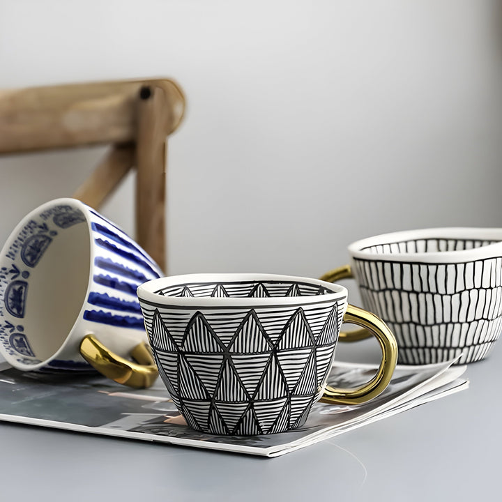 Ceramic mug with geometric design – Stylish and modern | Ideal for coffee or tea | Bowlift
