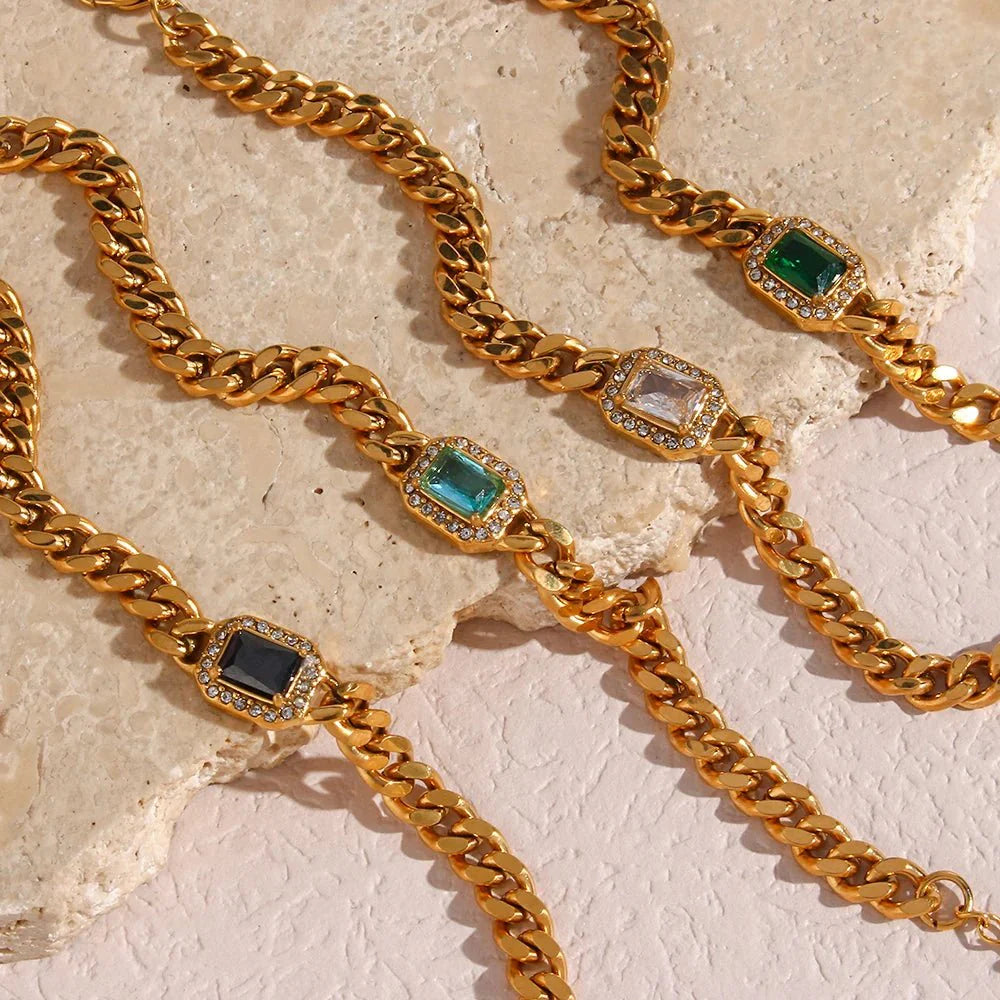 BowLift | Cuban Chain Square Cut Diamond Choker and Bracelet