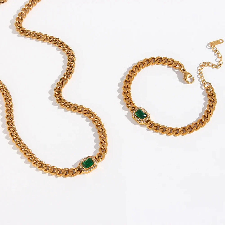 BowLift | Cuban Chain Square Cut Diamond Choker and Bracelet