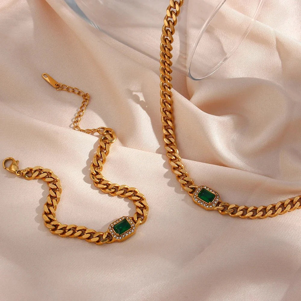 BowLift | Cuban Chain Square Cut Diamond Choker and Bracelet