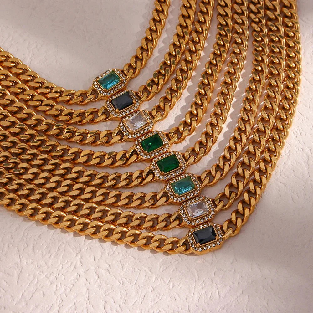 BowLift | Cuban Chain Square Cut Diamond Choker and Bracelet