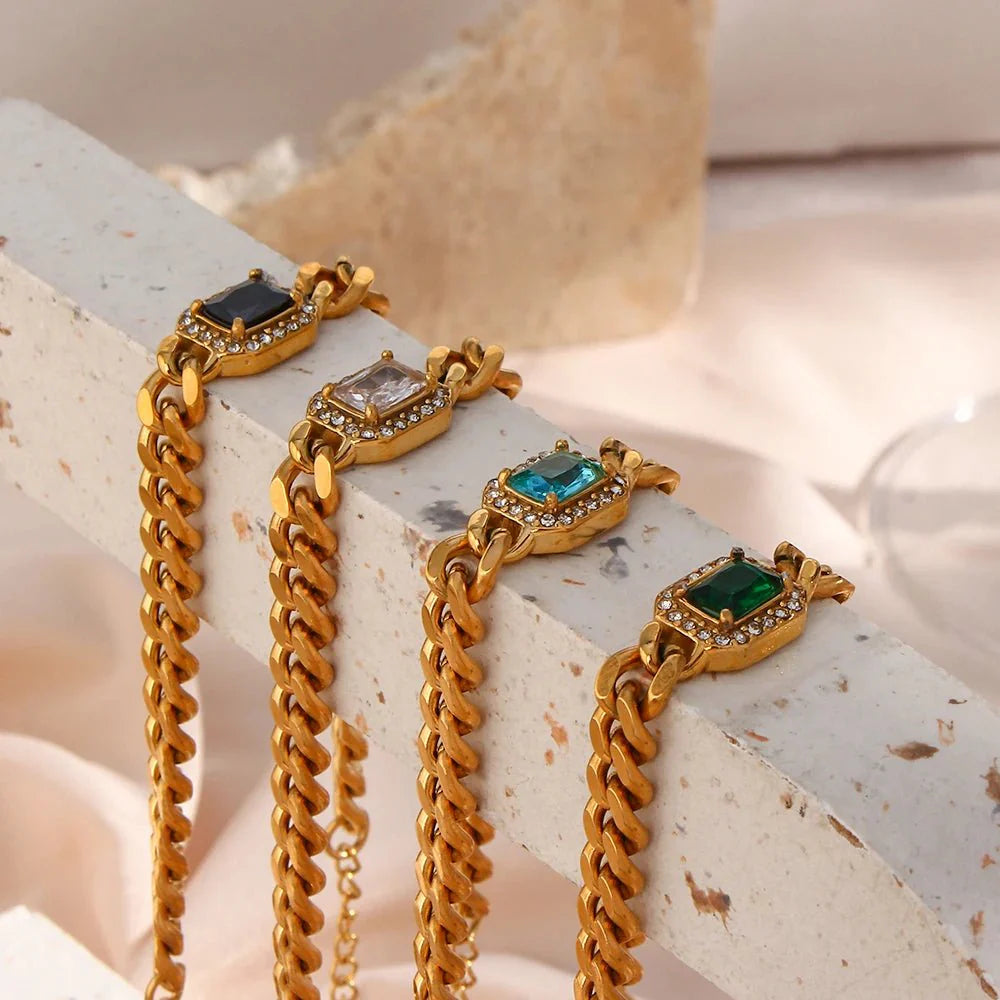 BowLift | Cuban Chain Square Cut Diamond Choker and Bracelet