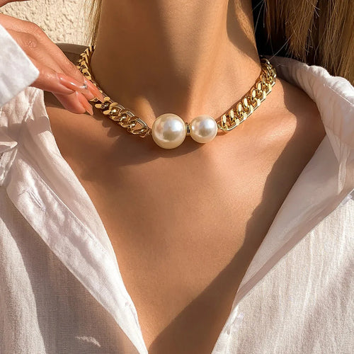 BowLift | Cuban Link Chain Pearl Ends Necklace