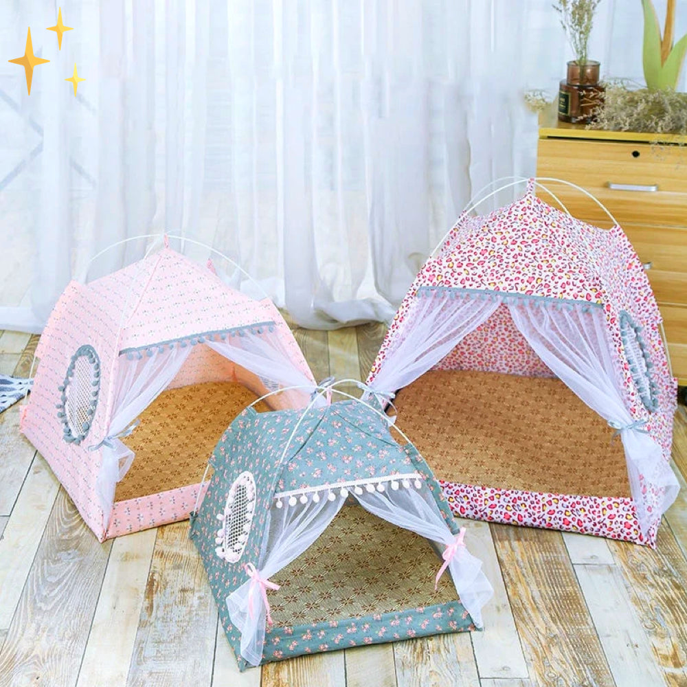 Cute Pet Tent with Curtains - PetTent Bowlift