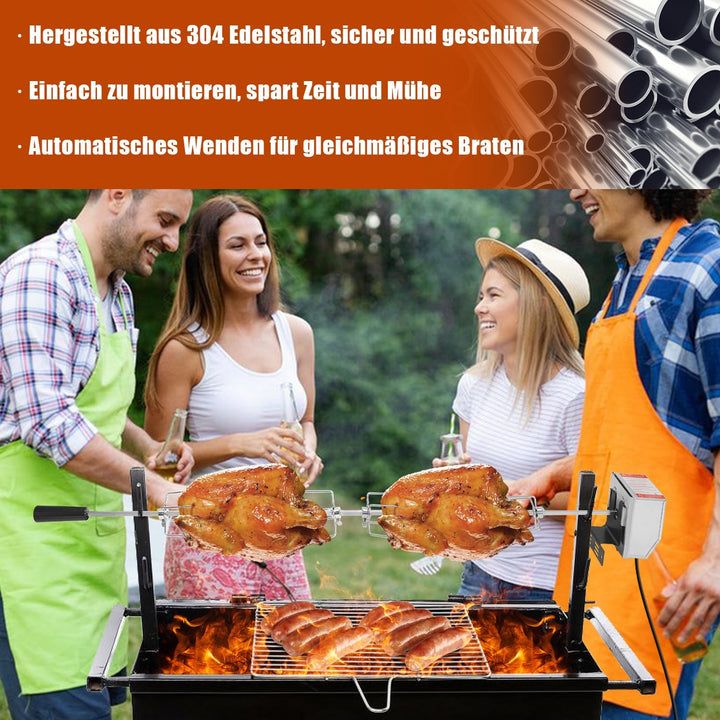 BBQ Grill Skewer Stainless Steel Motor 4x Meat Needle | Bowlift