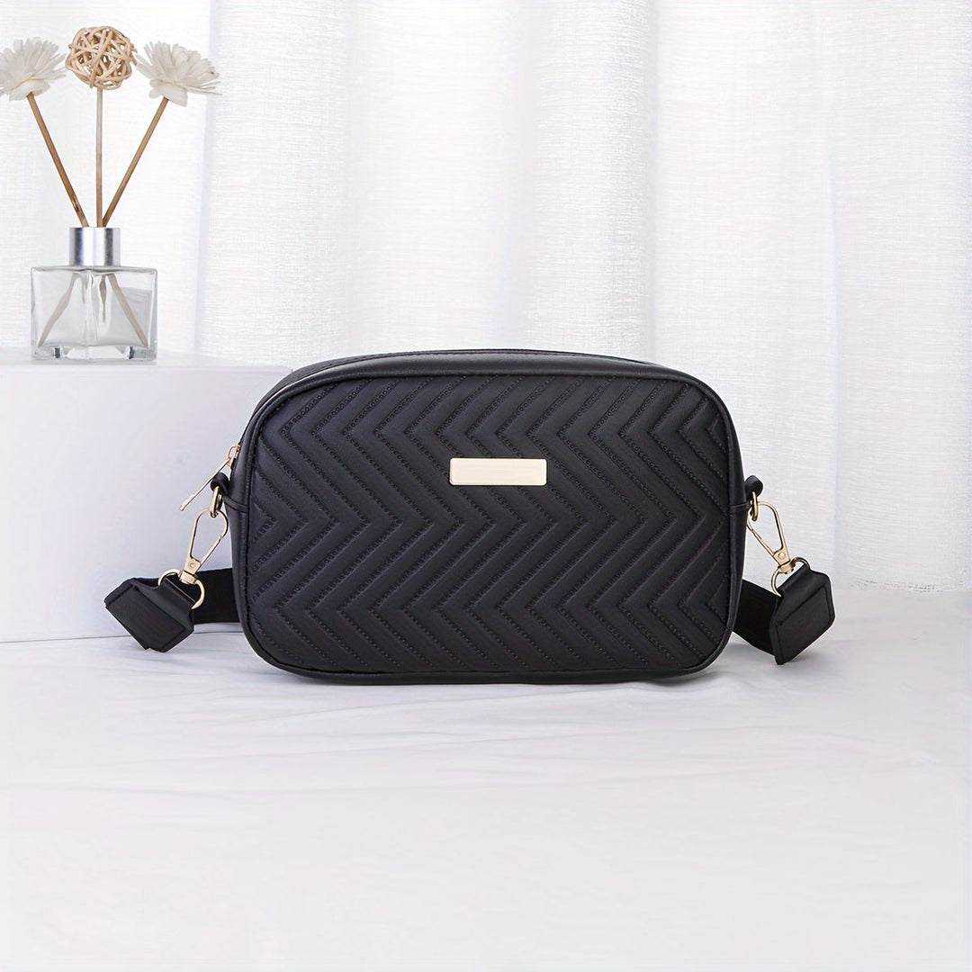 BowLift | NoirGlitz Padded PU Messenger Bag – Black Elegant Shoulder Bag with Sequins and Removable Strap