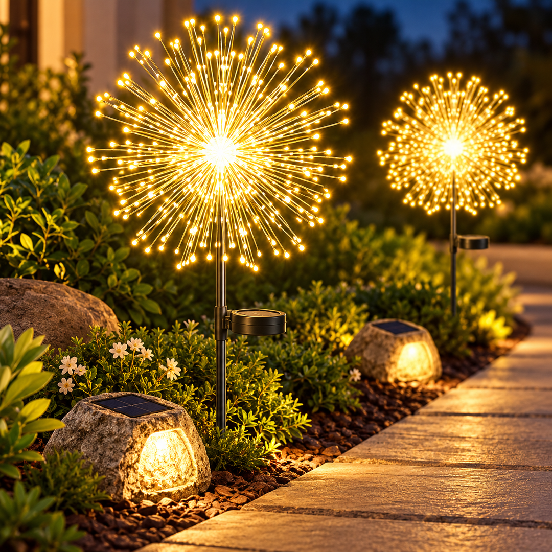 Decorative Solar-Powered LED Starburst Garden Stakes Bowlift