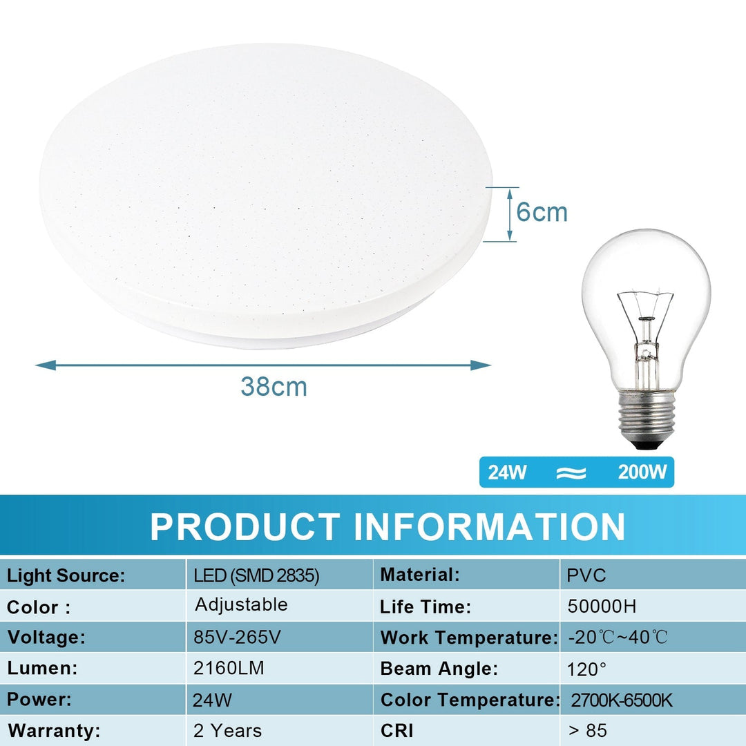 24W LED Ceiling Light Dimmable with Starry Sky Effect | Bowlift
