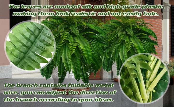 BowLift | UV Resistant Artificial Boston Fern | Lifelike, Waterproof & Maintenance-Free for Outdoor Décor
