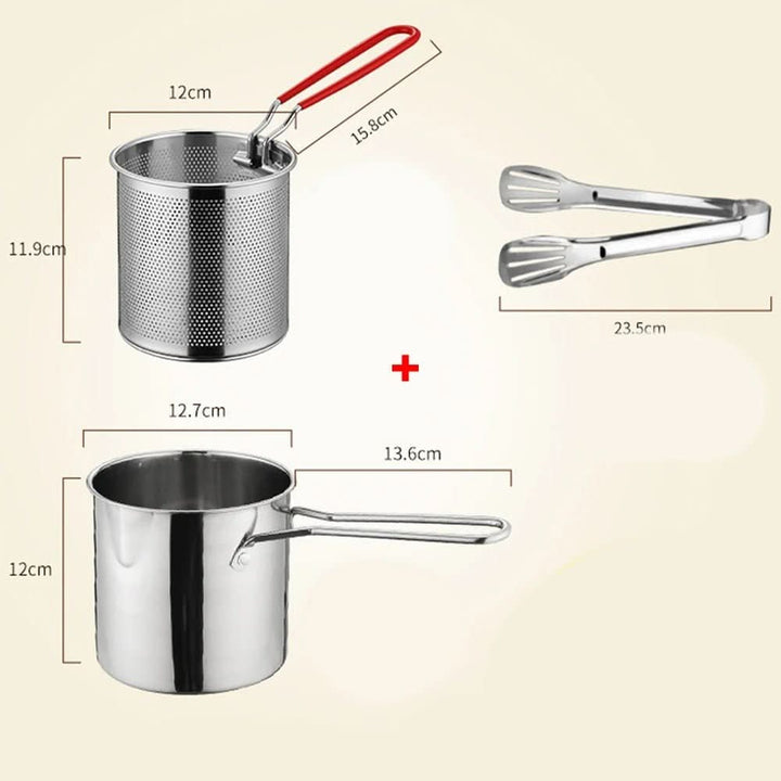 BowLift | Stainless steel deep fryer with anti-scald handle & oil-saving design