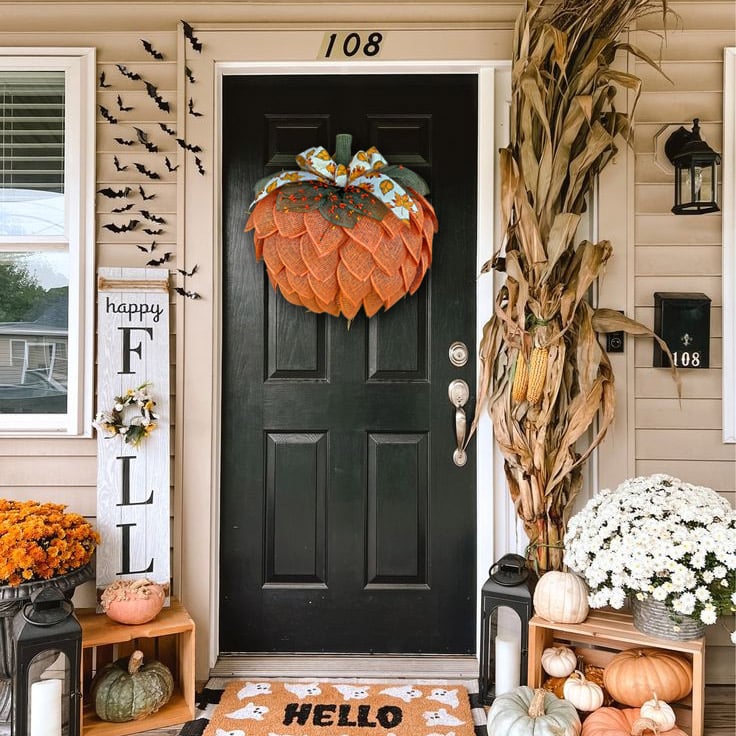 BowLift |  Farmhouse Pumpkin Wreath For Front Door