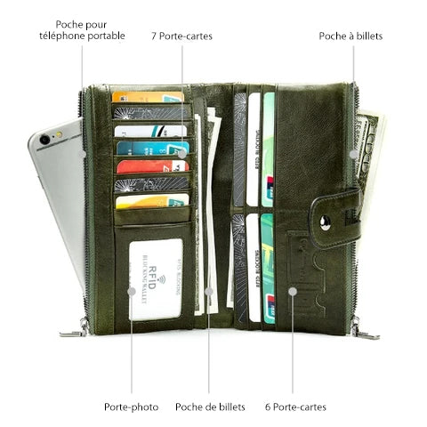 Long wallet made of genuine leather | Bowlift