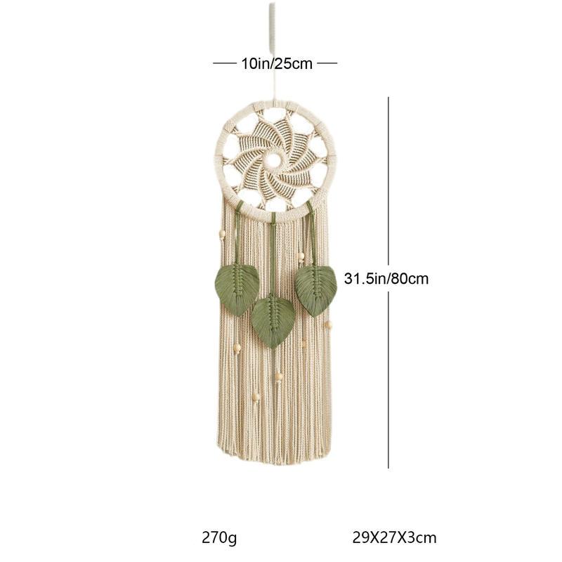 BowLift | Nordic Style Circular Hand-Woven Wall Tapestry with Leaf Pattern