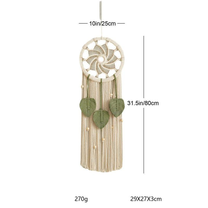BowLift | Nordic Style Circular Hand-Woven Wall Tapestry with Leaf Pattern