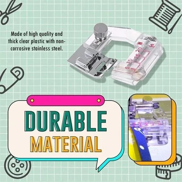 BowLift | Adjustable Bias Tape Binding Foot | Sewing Machine Presser Foot | Transparent Guide | 0.5–2cm