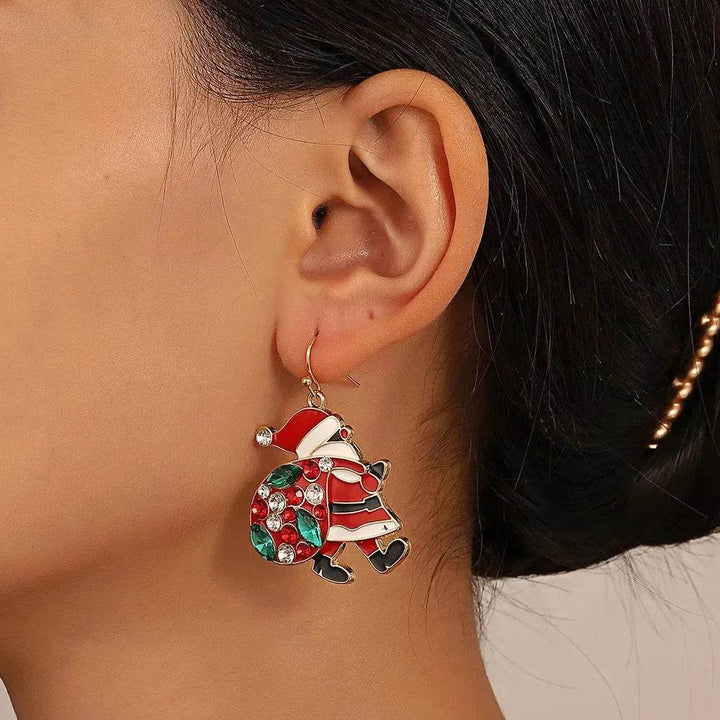 BowLift | Personalized Cute Santa Claus Earrings With Colorful Rhinestones Ins Fashion Christmas Earrings For Women Jewelry