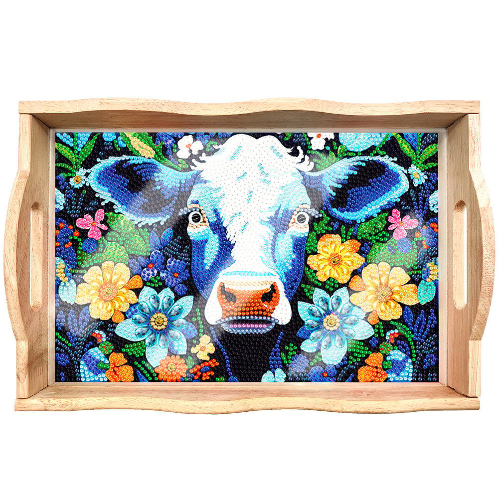 BowLift | DIY Diamond Painting Wooden Tray Food Tray with Handle Living Room Decoration Mandala Wooden Tray Kit