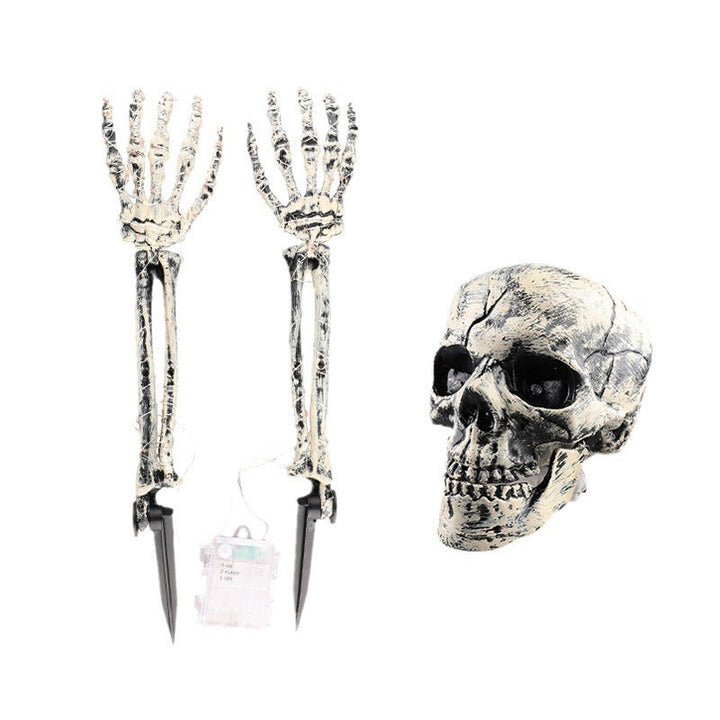 BowLift | Halloween Yard Decoration | Light-Up Skull & Skeleton Arms | 8-Mode LED Outdoor Prop