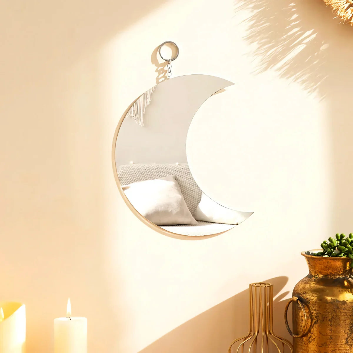 BowLift | Gold Moon Mirror Acrylic Hanging Decorative Wall Mirror