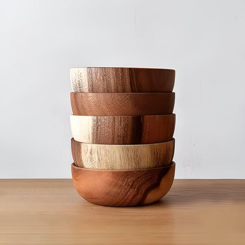 Wood Serving Bowls Set (4-piece) – ReusaBowlifte and Handcrafted | Perfect for Salad, Soup, Rice & Ramen | Bowlift