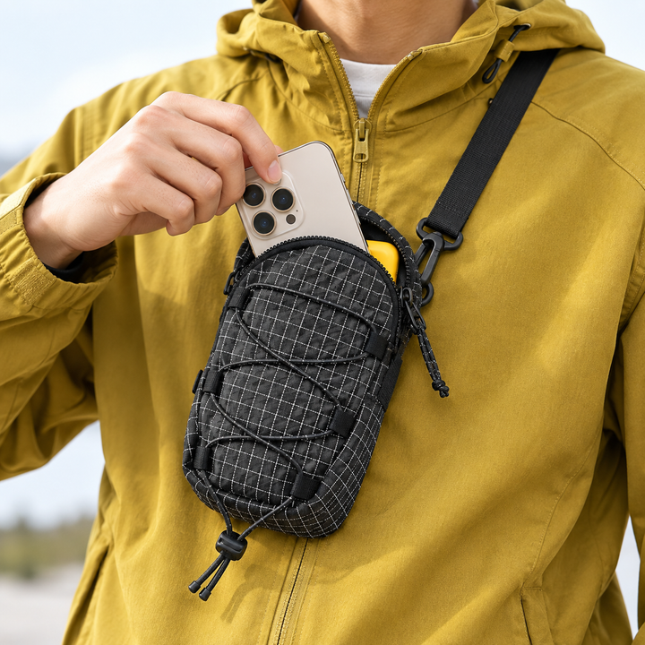 Lightweight Ripstop Sling Crossbody Pouch with Elastic Bungee System Bowlift