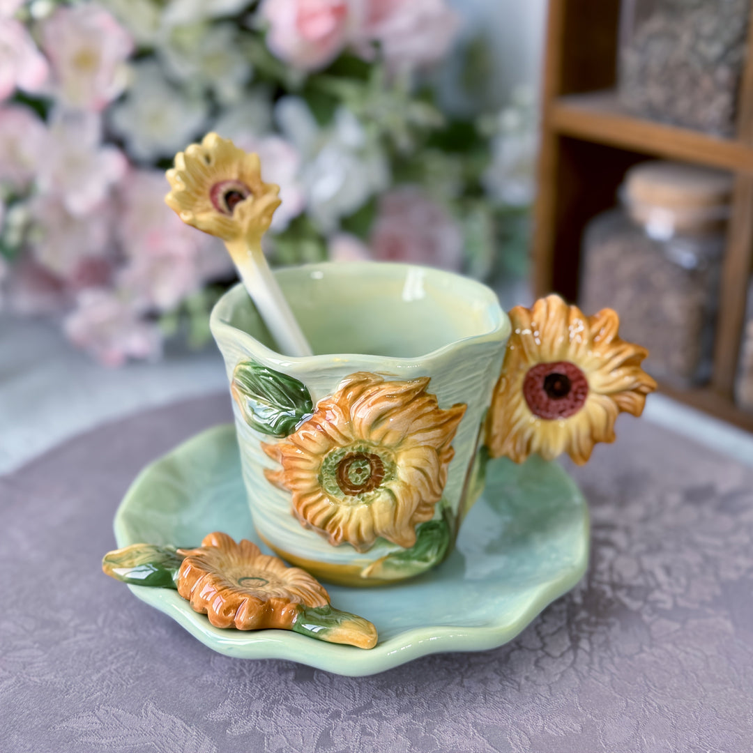 ArtSip Ceramic Cup & Saucer Set – Hand-painted 3D Design inspired by Van Gogh | Bowlift