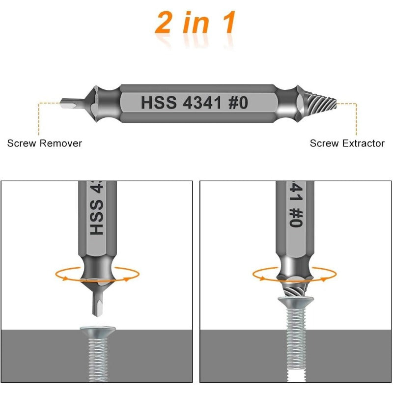 Universal Screw Extractor Set with Dual-Ended Bits Bowlift