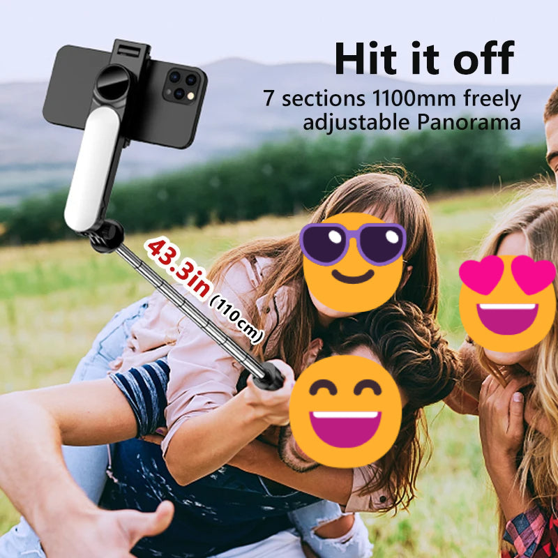 Ultra Foldable Built-In Lighting Selfie Stick Tripod | Bowlift