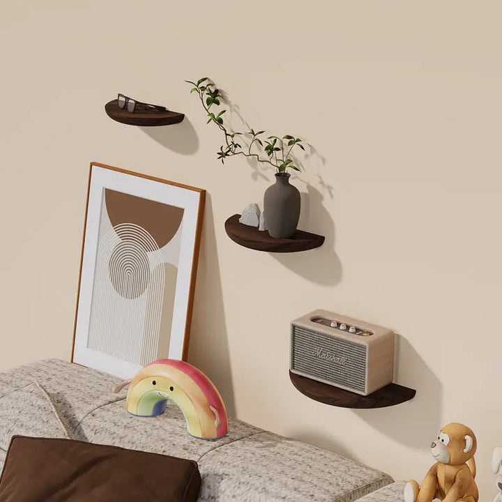 BowLift | Half-Round Wooden Floating Shelf - Modern Wall-Mounted Display for Home & Bathroom
