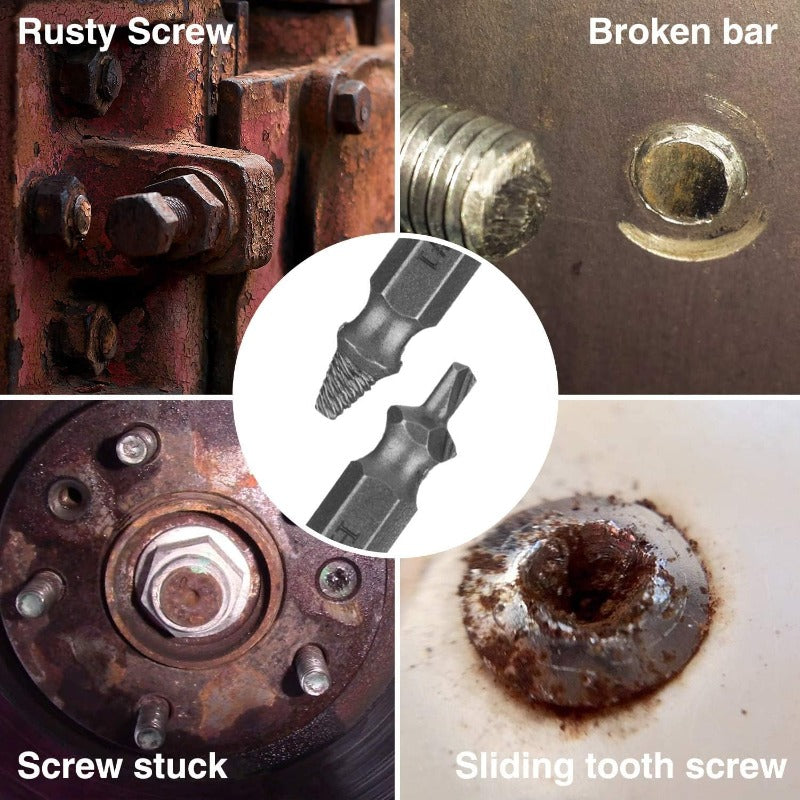 Universal Screw Extractor Set with Dual-Ended Bits Bowlift