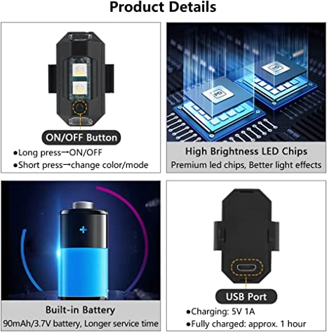 BowLift | 7 Colors LED Aircraft Strobe Lights & USB Charging