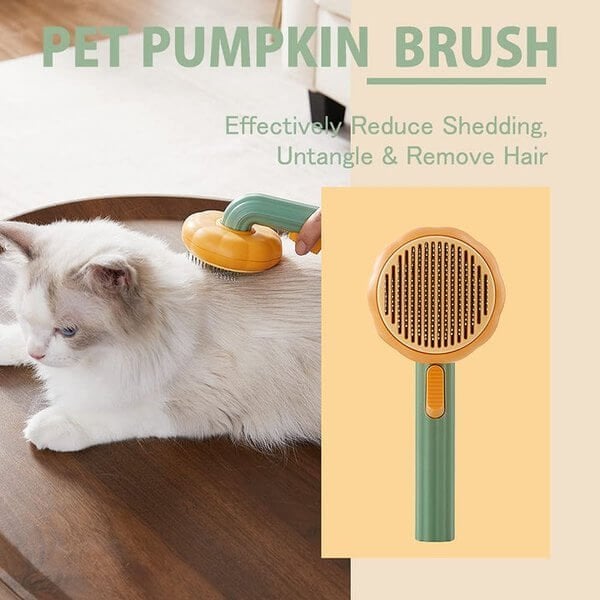 BowLift |  Pumpkin Pet Comb Pet Grooming Self-Cleaning Brush For Dogs Cats Puppy Rabbits