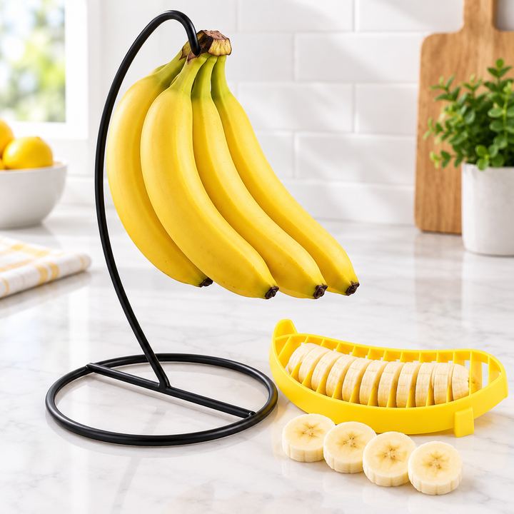 Countertop Curved Banana Hanger Fruit Stand Bowlift