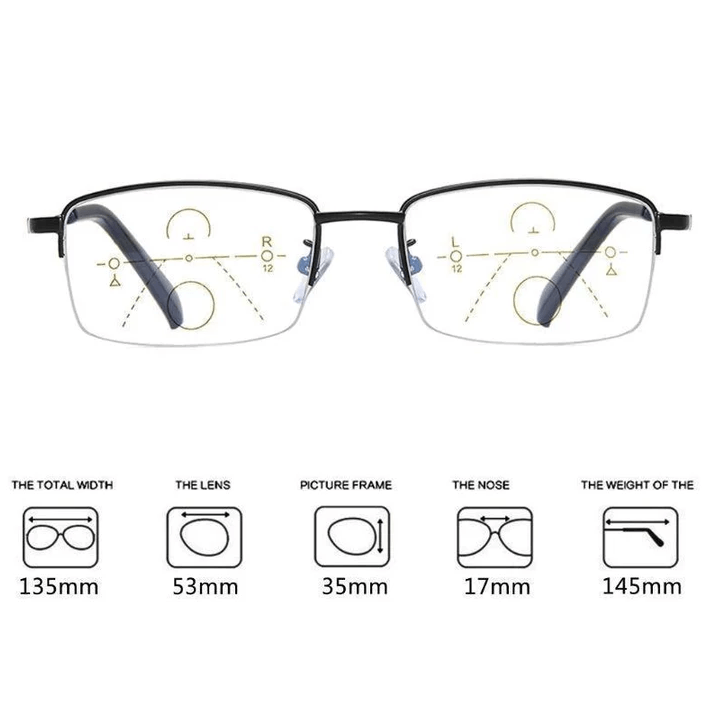 BowLift | Titanium Progressive Distance and Near Range Dual-Use Reading Glasses