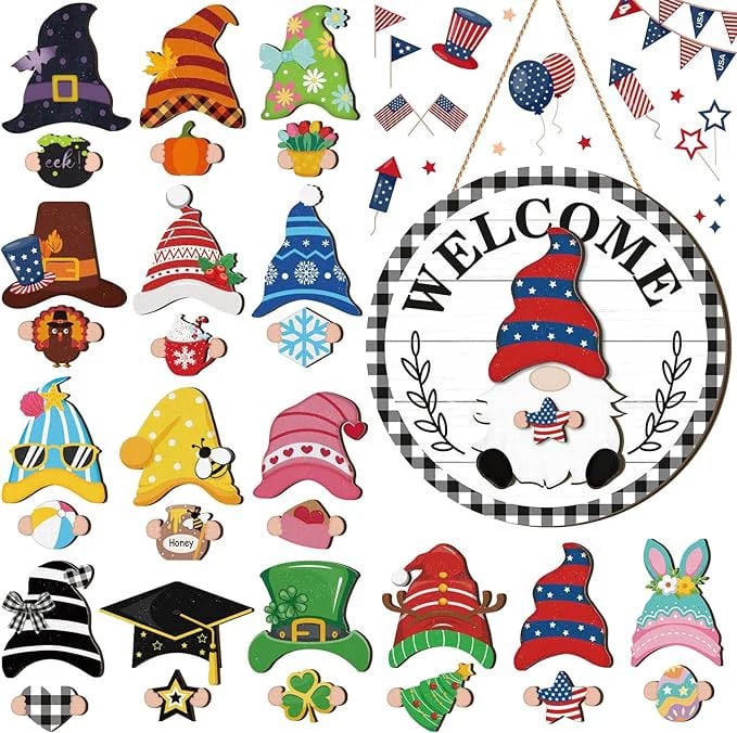 BowLift | The best Christmas decorationsInterchangeable welcome sign with wooden gnome